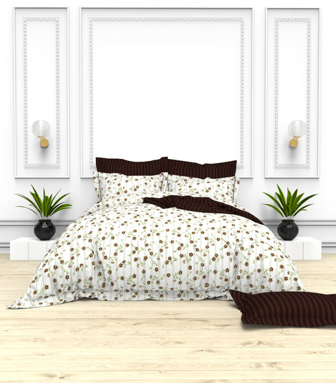 Christie 100% Cotton Striped Satin 220 TC King size Bed Linen Set with 4 Pillow Covers -1